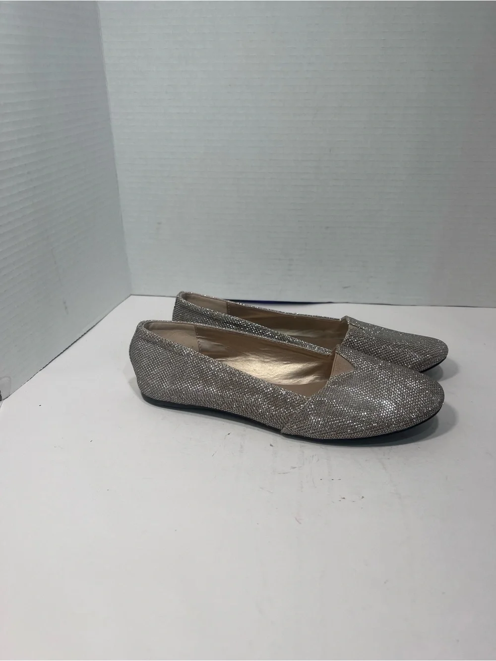 Qupid Silver Glitter Ballet Flats